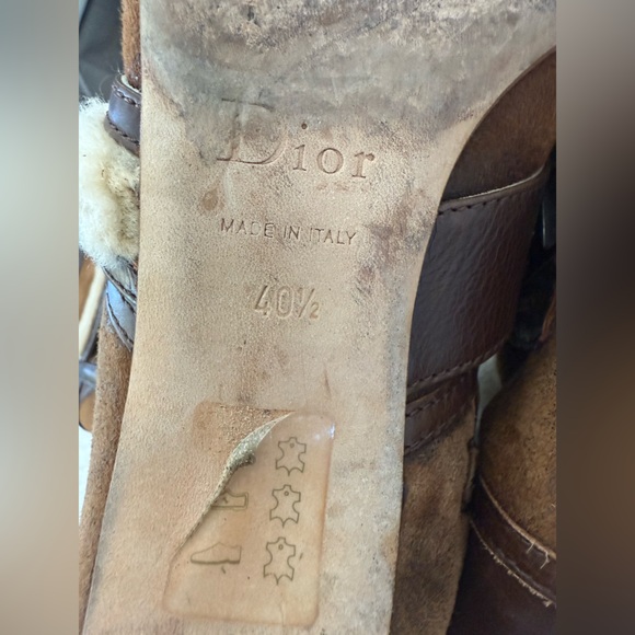 Dior auth brown Leather and shearling Knee-High Boots - Picture 11 of 15